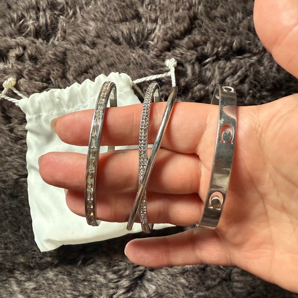 Coach Shiny Silver Bangle Collection - Picture 2 of 4